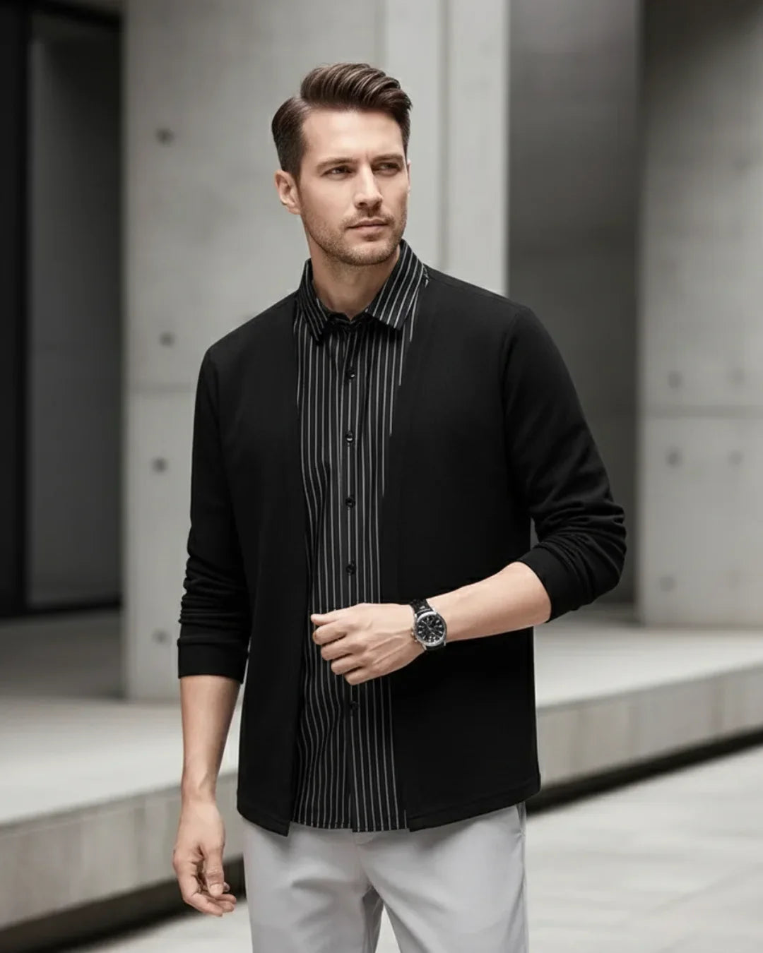 Gianluigi™ – Italienisches 2-in-1-Hemd mit Cardigan-Schnitt